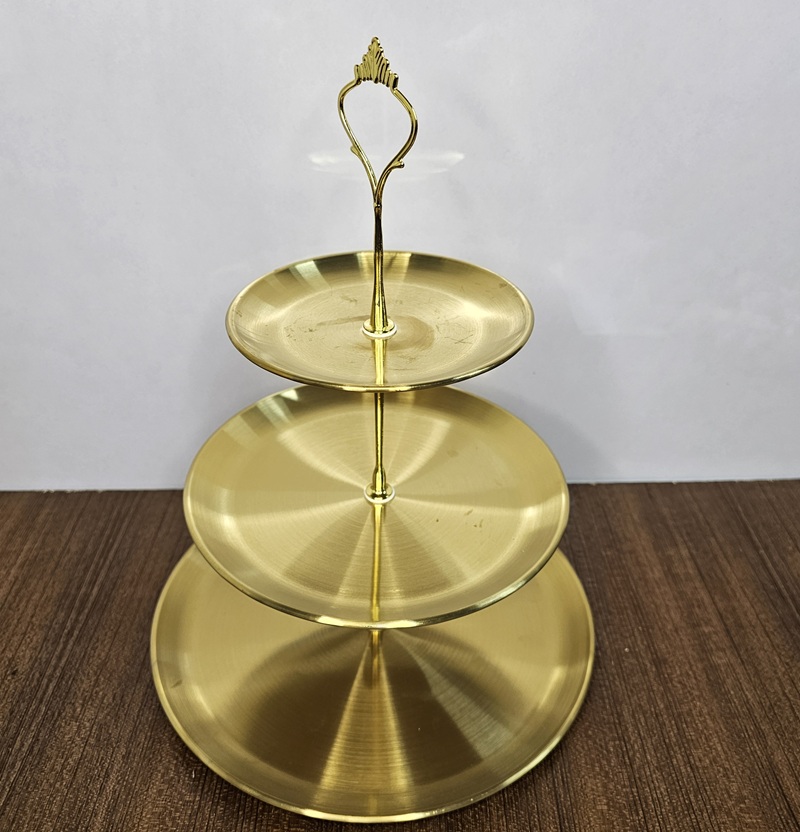 Elegant 3-Layer Gold Plated Food Display Stand